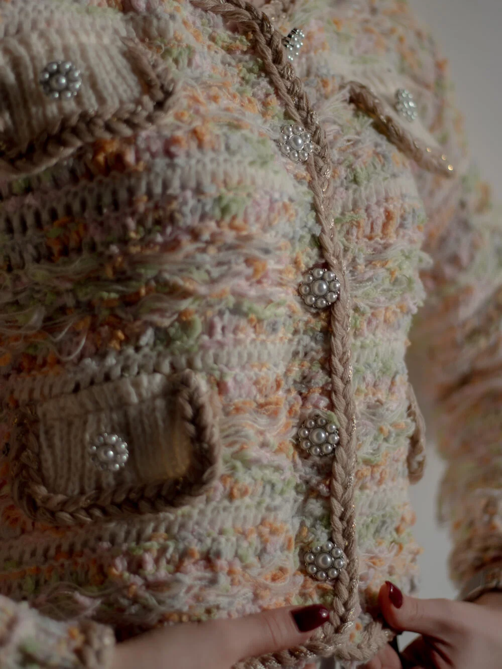 Кардиган жіночий в\'язаний з кишенями пастельний — фото 4
