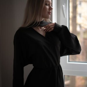 Сукня максі жіноча на запах з поясом