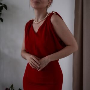 Сукня міді жіноча приталена червона