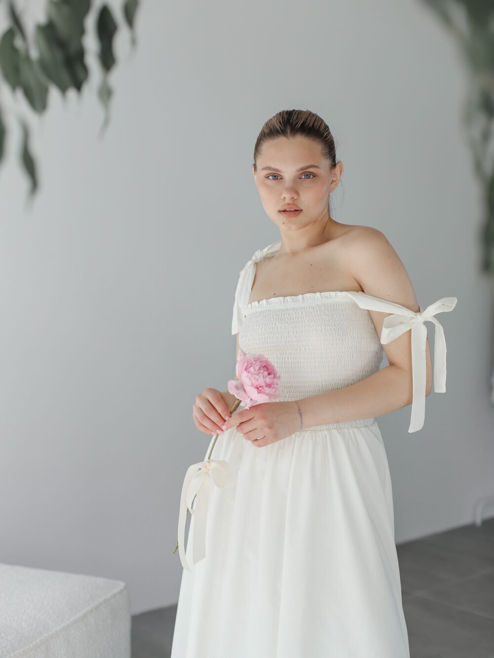 Сукня максі жіноча котонова на зав\'язках — фото 6