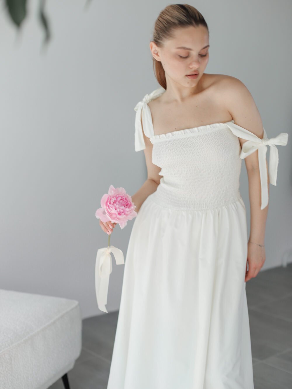 Сукня максі жіноча котонова на зав\'язках — фото 12