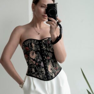 Корсет жіночий гобеленовий з квітковим візерунком